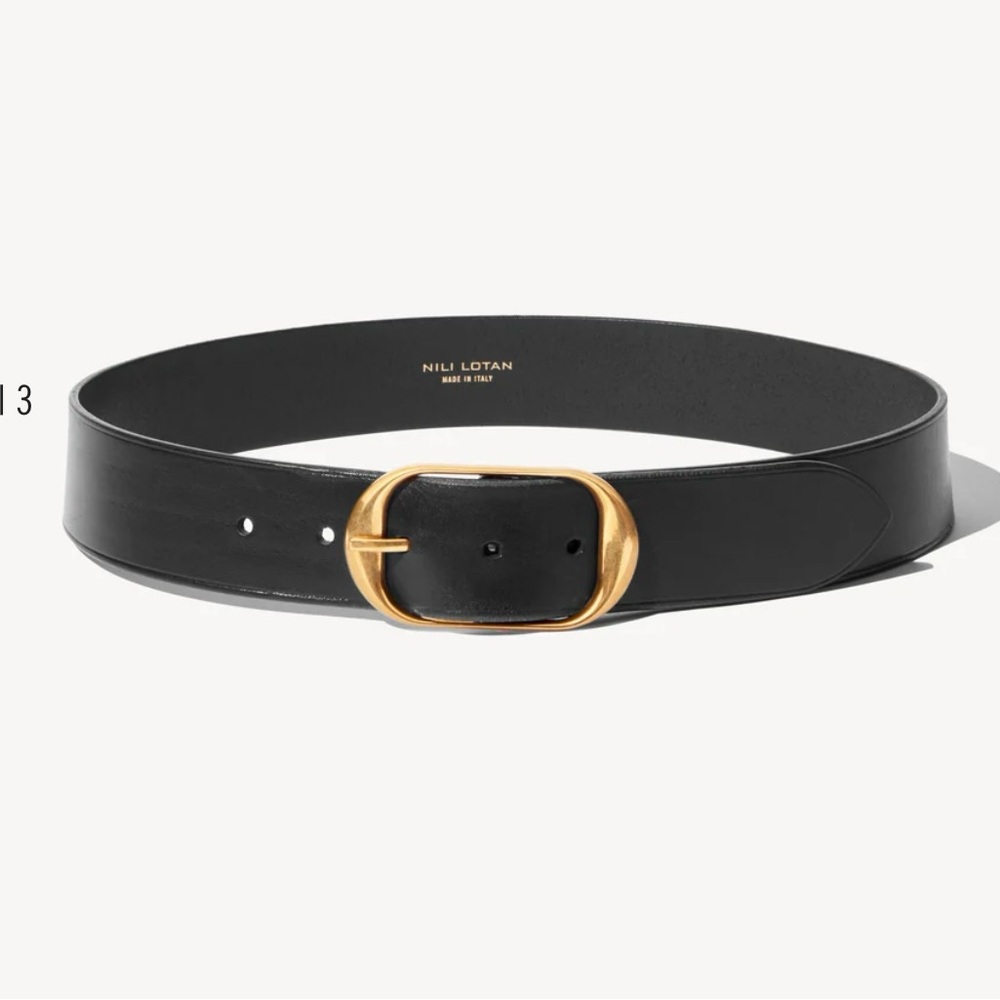 Nili Lotan Black Belt with Gold Buckle